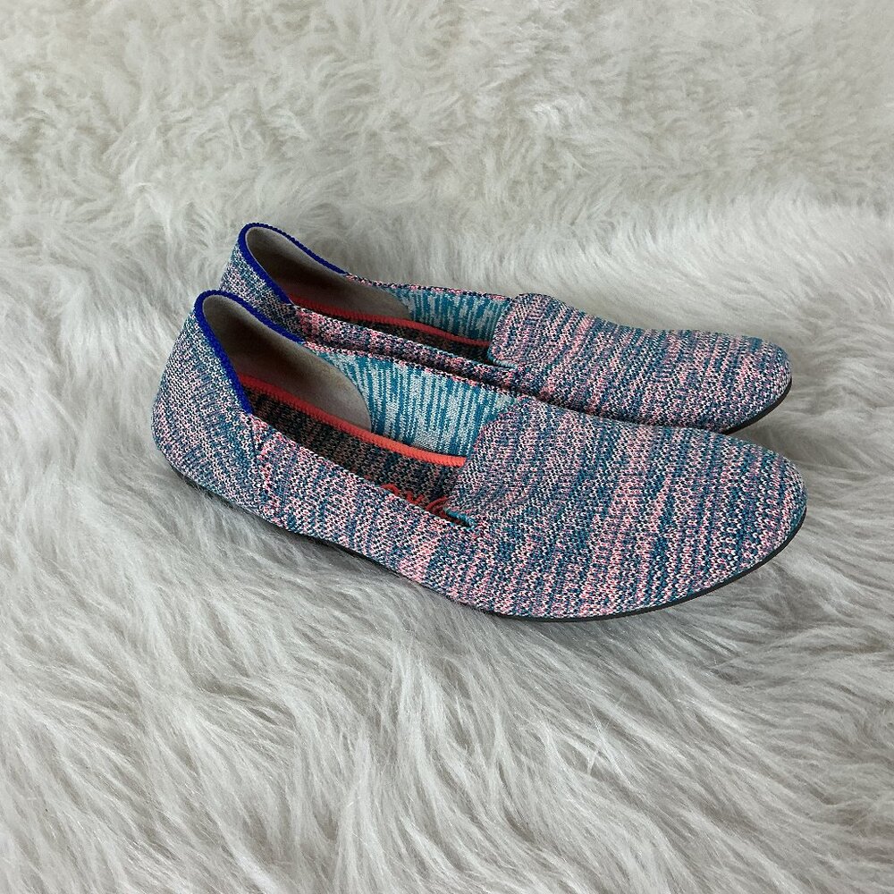 Rothy's Pink & Blue Turquoise Melange The Loafer Flats 8